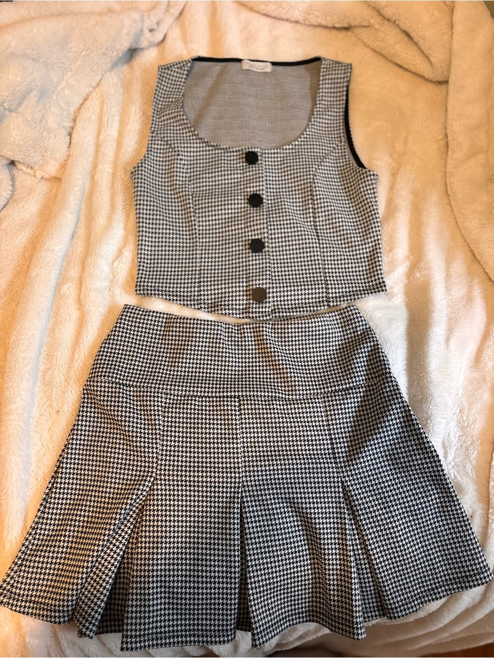 Haley & June Black and White Houndstooth Two-Piece Set